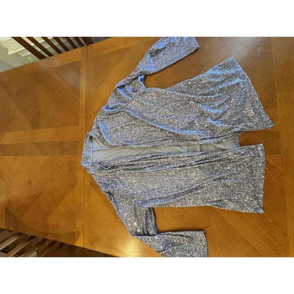 Jackets & Blazers - Women's Silver Sequin Open Front Cardigan